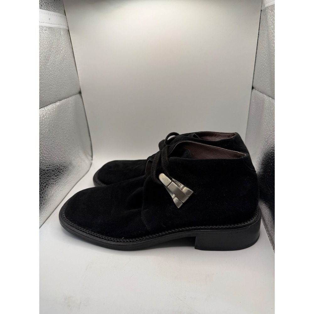 Goffredo Fantini Black Suede Chukka Boots Italy Metal Toggle Square Toe Mens‎ 37